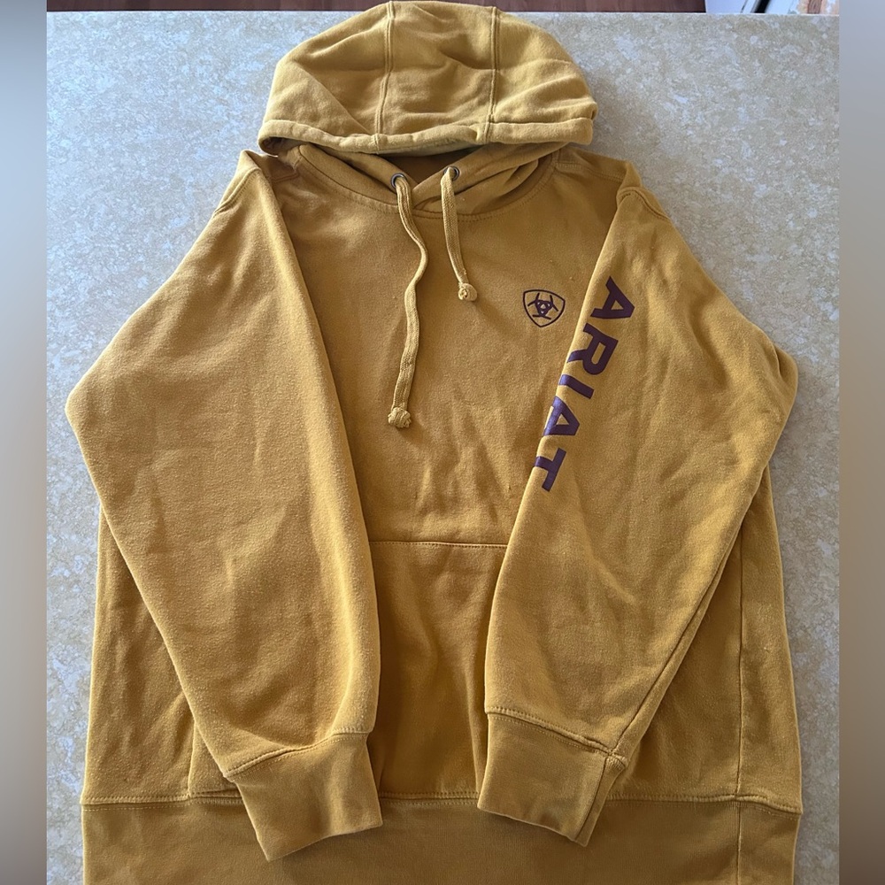 Ariat Golden Yellow Hoodie with Sleeve Logo
